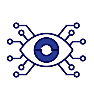 icon of an eye with tech extending outward